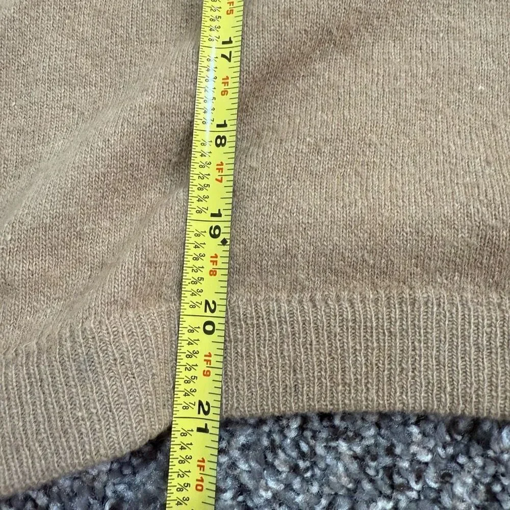 Vintage 1970s Tan Mock Neck Zipper Turtleneck Sweater Medium
